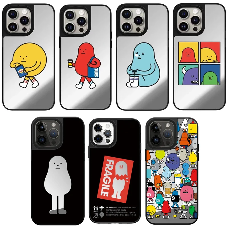 Fragile Cartoon Mirror Magnetic Phone Case Cover for IPhone 11 12 13 14 15 16 Pro Max Case