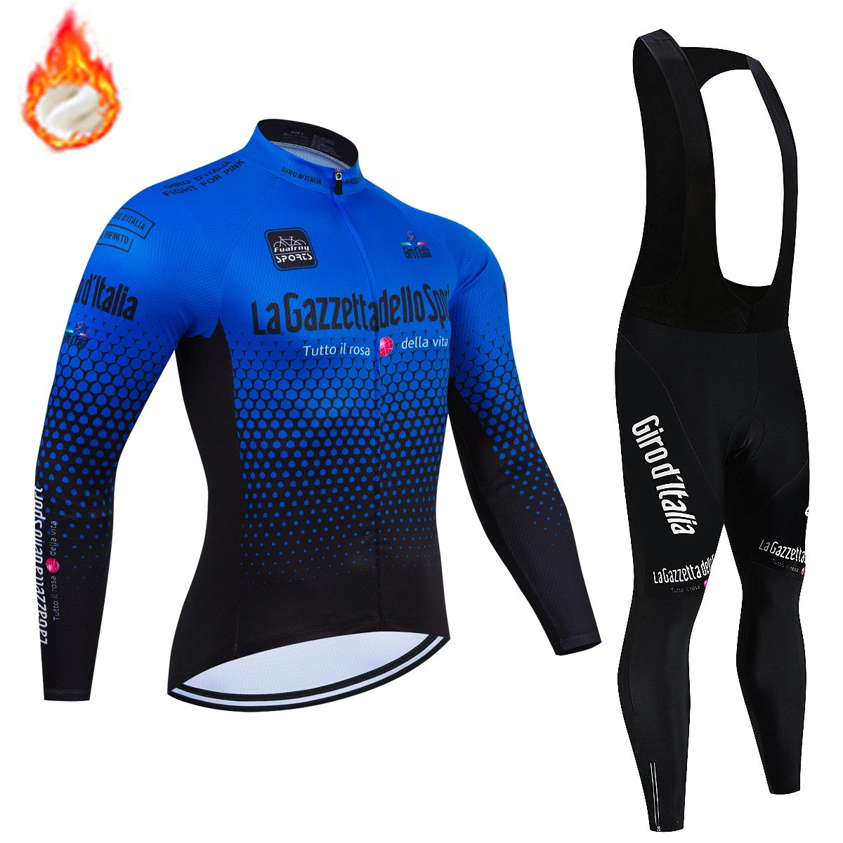 Herren Winter Thermo Fleece Radtrikot Sets Langarm Fahrradbekleidung MTB Bike Wear Tour De Italy 2024 Fahrradanzug – Detail 4