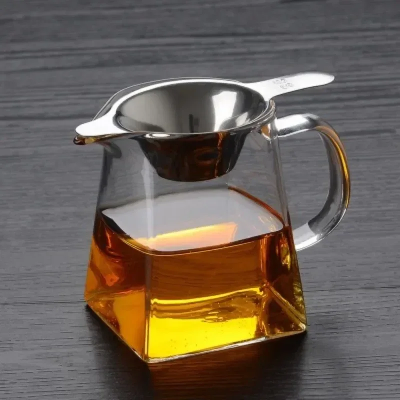 

300/500ML Chinese Tea Cup Heat-resisting Clear Glass Fair Cup Tea Set with Handle Tea Strainer Puer Tea Household Brewing Kettle