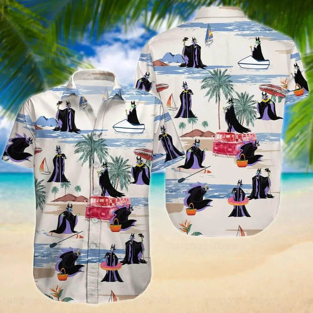 Camicia hawaiana Maleficent Beach Men manica corta Disney Street Harajuku Sleeping Beauty