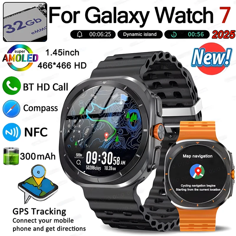 

For Samsung Galaxy Watch 7 Ultra Smart Watch Men 32GB Memory NFC Bluetooth Call IP68 Waterproof Outdoor Sport Watch New Upgraded