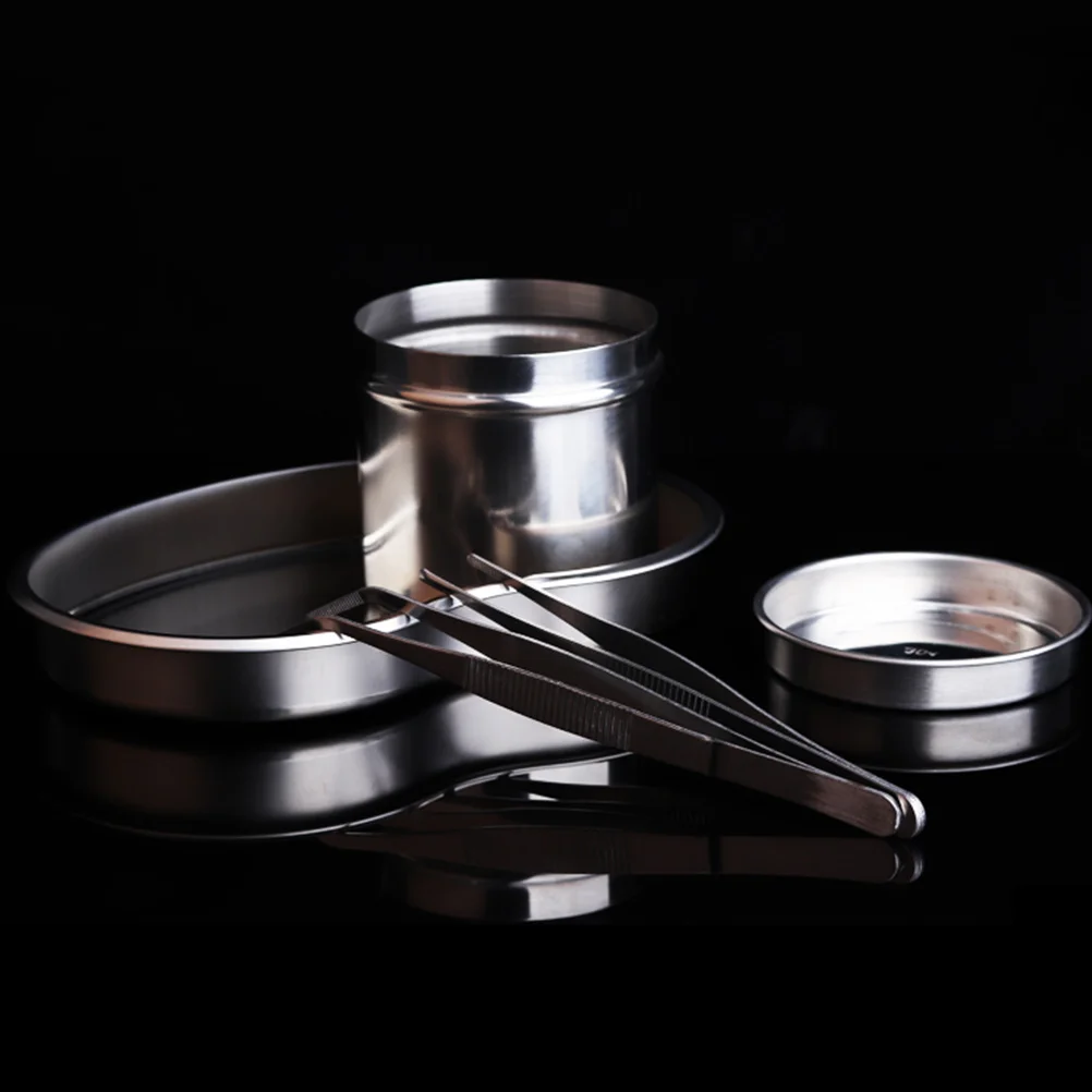 

Набор инструментов для стерилизации, серебряные антиизодовые плоские лотки из нержавеющей стали, пинцет, банка для спа-салона, комплект принадлежностей