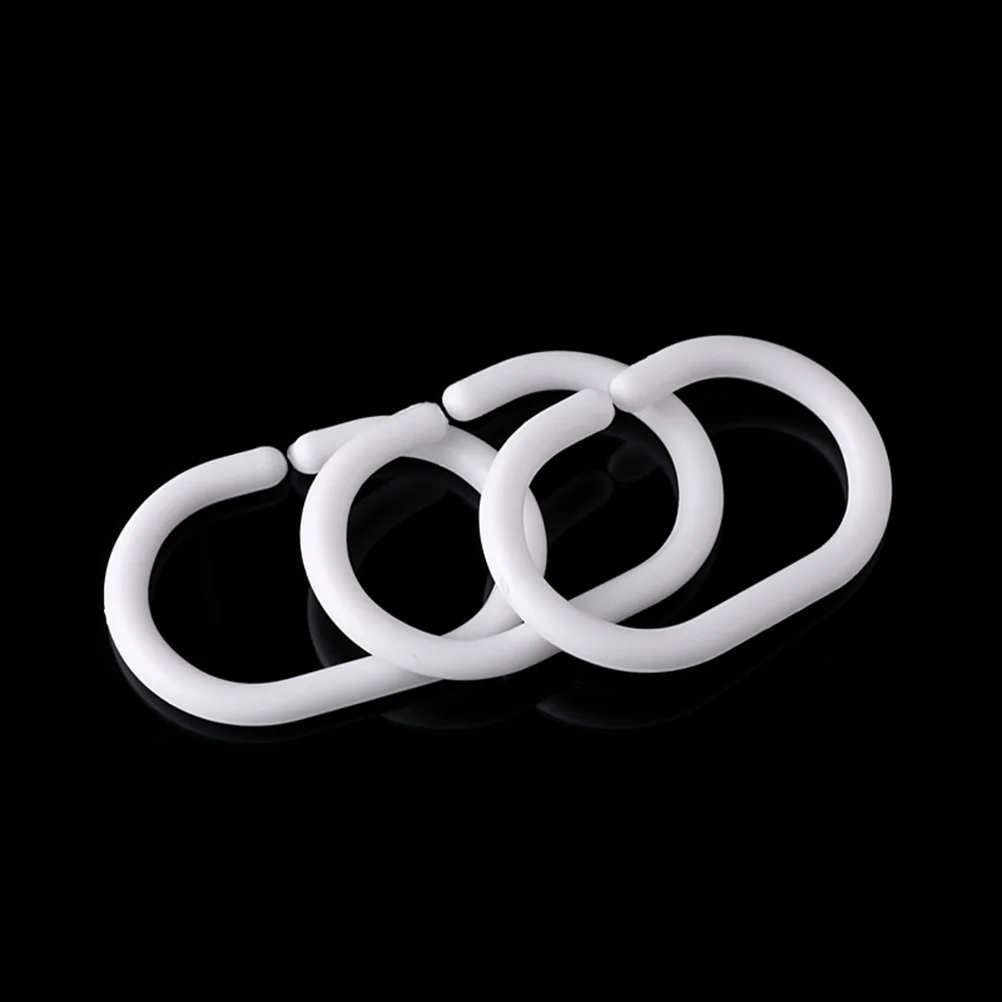 

48Pcs C Rings White Plastic Shower Curtain Hangers Quiet Gliding Action Easy Operate 22x16inch Bath Dressing Room
