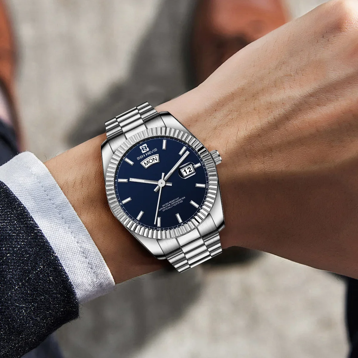 Mod Luxury Watch 40mm Case Wristwatch install Quartz Movement stainless steel Strap Diving Men Wristwatch