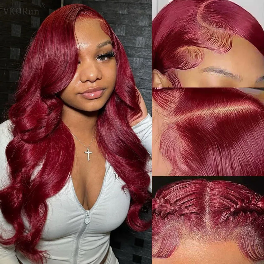 99J بورجوندي الجسم موجة الدانتيل شعر مستعار أمامي شعر الإنسان 13x4 13x6 الدانتيل أمامي باروكة من شعر طبيعي 200 الكثافة شعر مستعار أحمر اللون للنساء