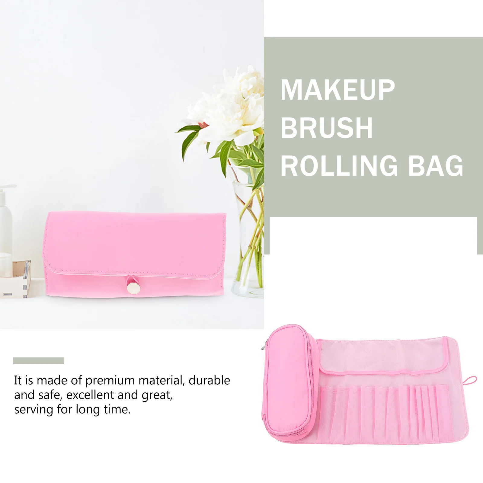 

Makeup Tool Bag Folding Design Portable Storage For Brushes Cosmetics Lipsticks Multipurpose Brush Organizer Container