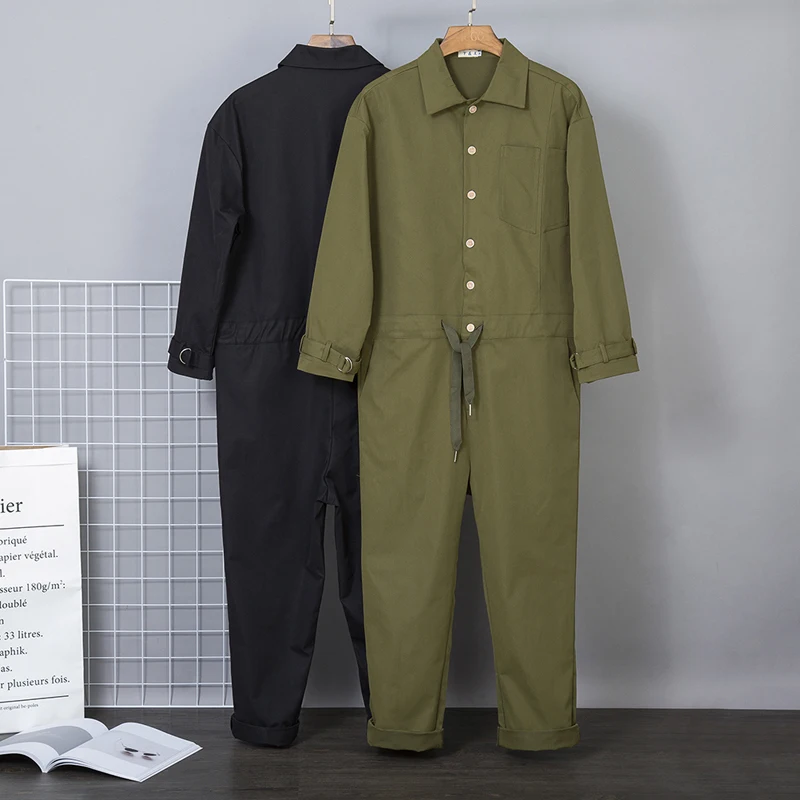 

Японская спецодежда в стиле ретро, комбинезон, мужские свободные повседневные брюки, модные молодежные активные брюки с низкой талией, чистый цвет, четыре сезона