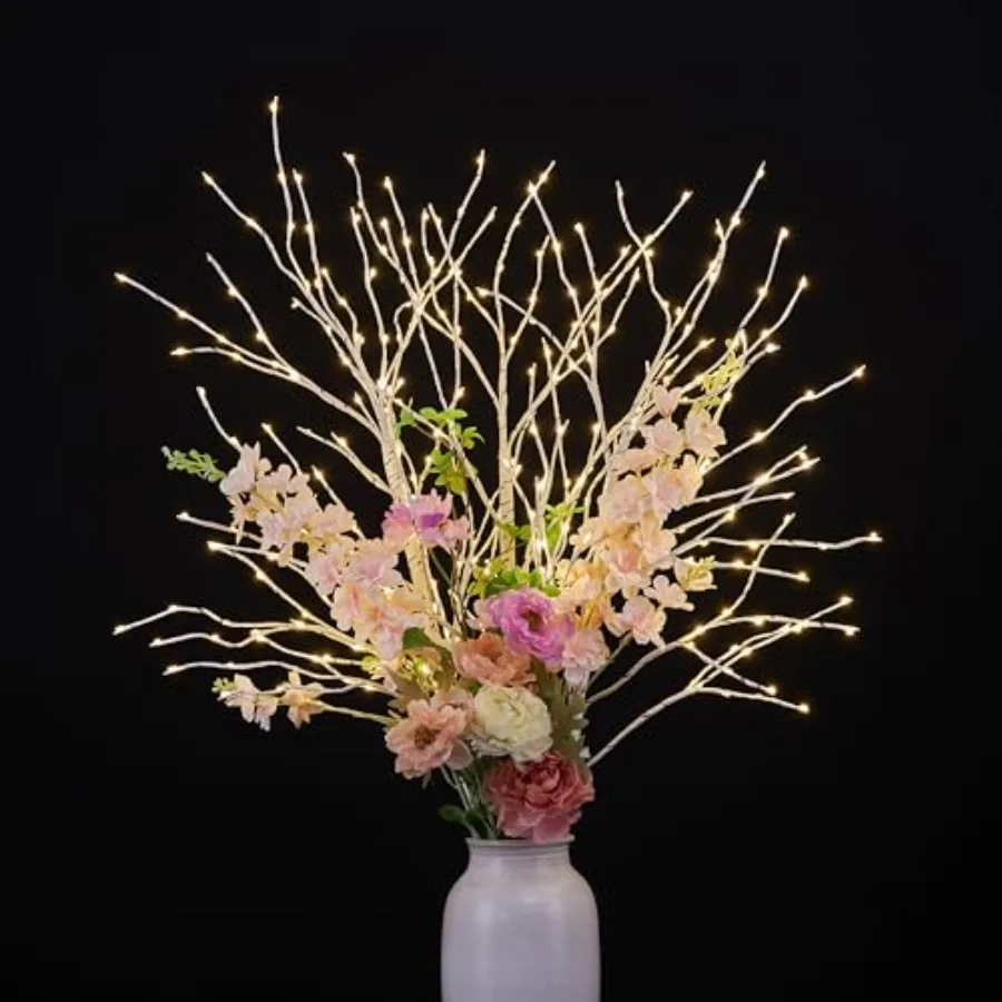 

Lighted 41IN Artificial Twig Birch Tree Branch with 300 Fairy LED Lights Plug in with Timer for Spring Thanksgiving Christmas D