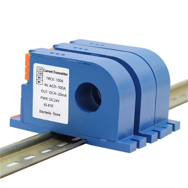 AC Electric Current Sensor 0-600 Input 4-20mA 0-5V 0-10V Output 24v Power Supply 22mm Hole Transducer Converter Transmitter