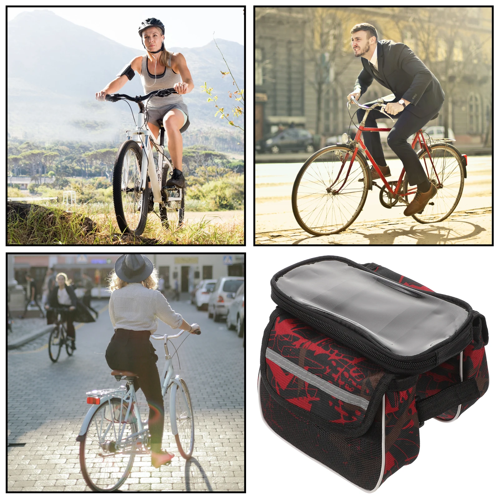

Cell Bag 6.2 Inch Camo Pack Bike Handlebar Bags Bike Handlebar Folding Road Mountain Bikes Durable Storage