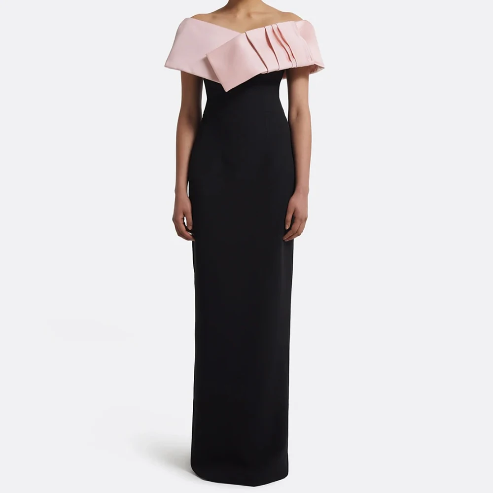 

Customized Straight Evening Dresses Floor-length Off The Shoulder Sleeveless Prom Gown Simple Fashion Pleat Casual Party Gown