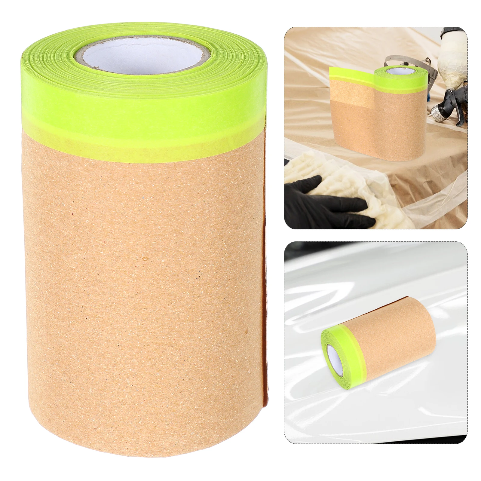 

1pcs Pre-Taped Roll Kraft Protection Automotive Body niture Covering Skirting Frames Painters Adhesive Drape Film