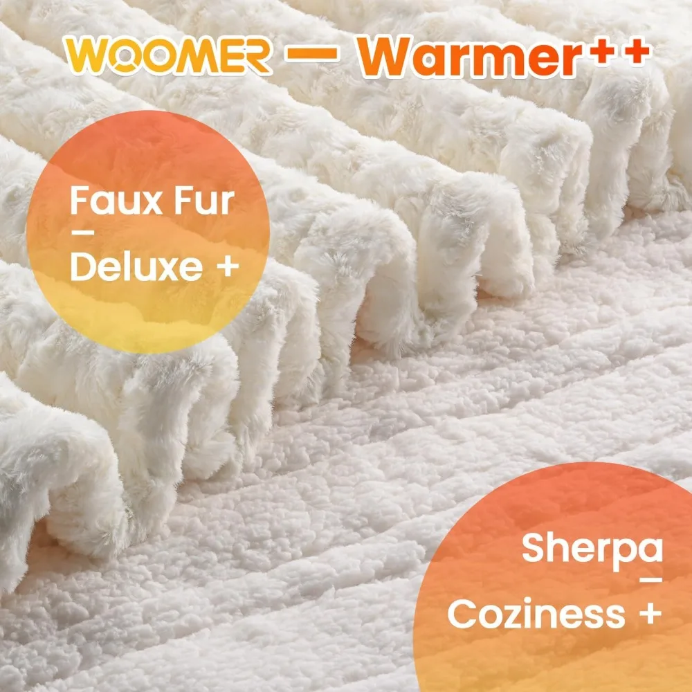 Electric Blankets Rose Patterned Artificial Fur and Soft Wool, 4 Heating Levels Automatically Turn Off, Machine Washable