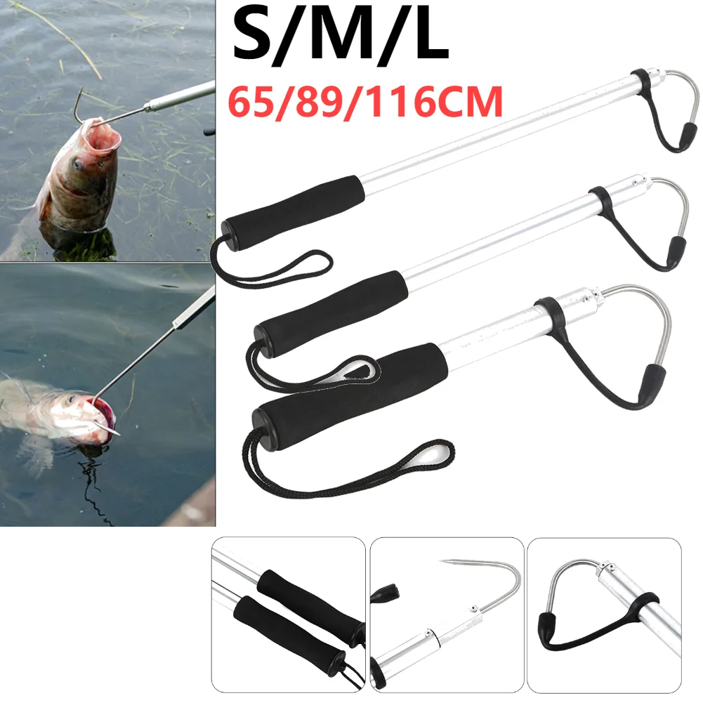 Telescopic Fish Gaff Stainless Steel Ice Sea Fishing Spear Hook Flexible Fishing Gaff Holder Spear Hook Gripper Tool Accessories