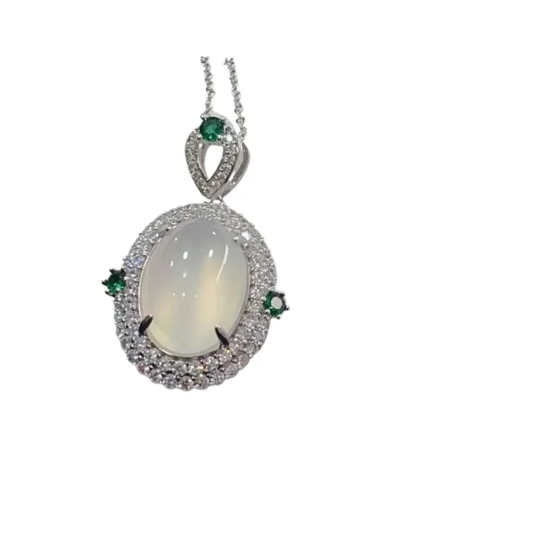 White Jade Marrow Inlaid Water Droplet Pendant Necklace, Hot Selling Necklace Pendant for Women