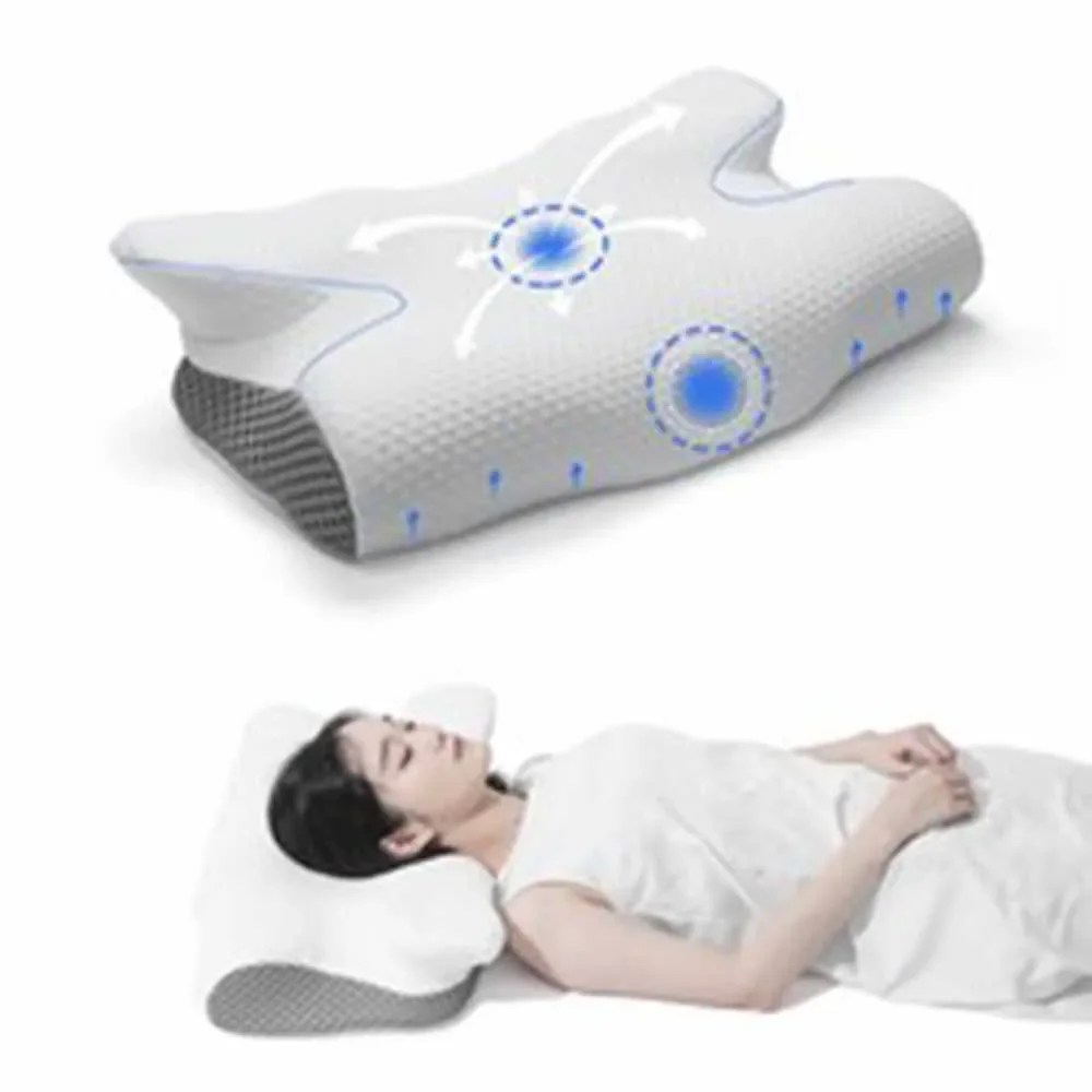 Memory Foam Pillow, Side and Tummy Sleeper Benefits, Suitable for Travel, Car, Home, Office, Airplane Pillows, Washable Set