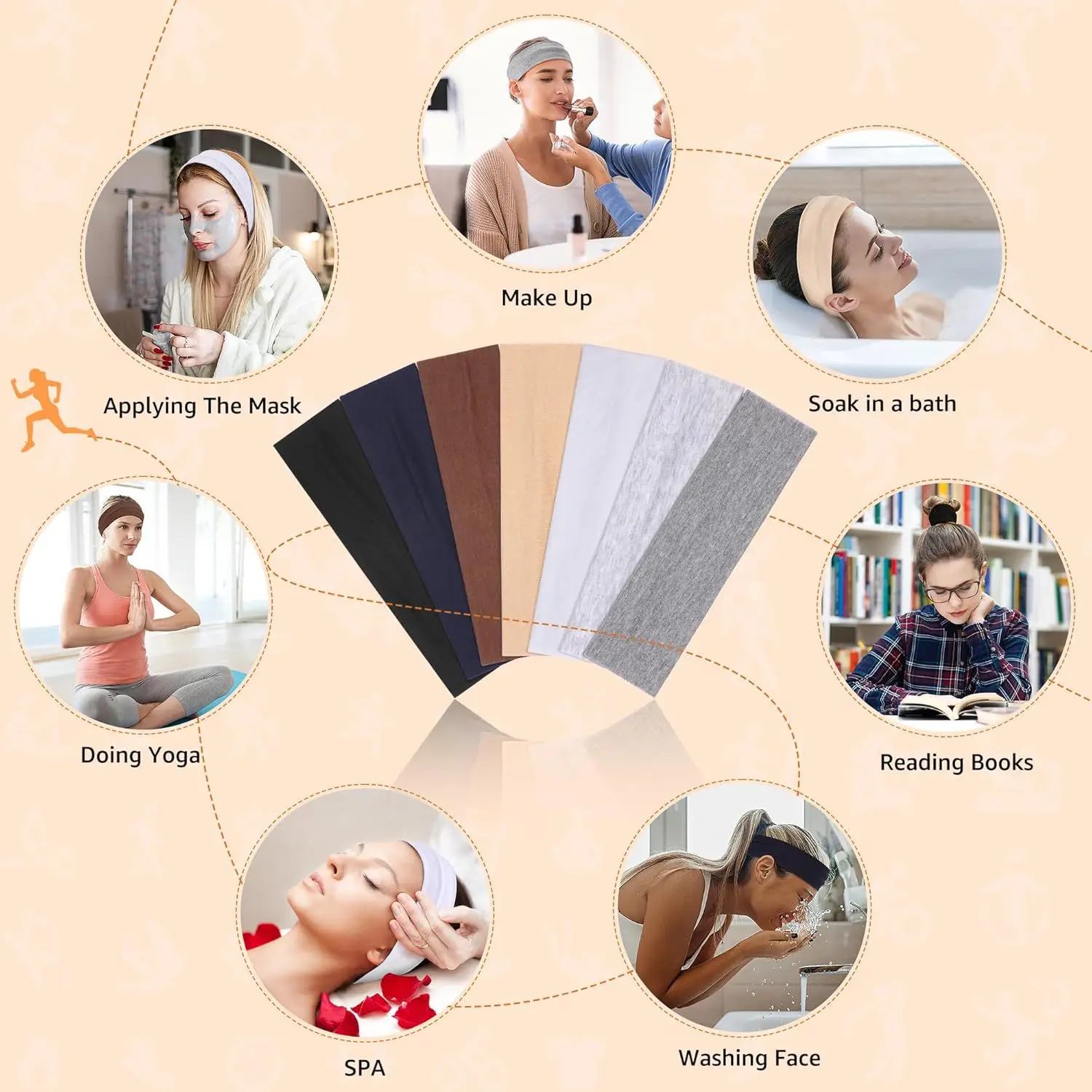 Moda esporte estilo bandana para mulheres primavera verão fitness yoga correndo sweatband elástico hairbands maquiagem