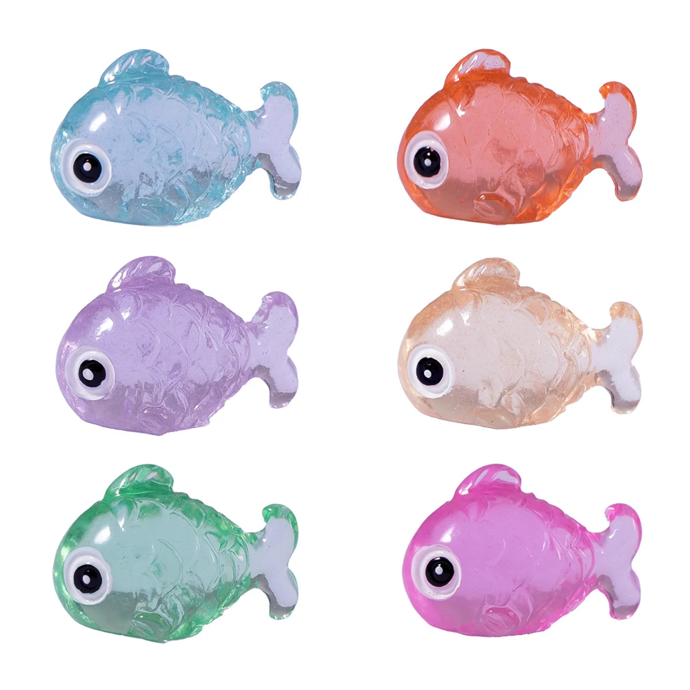 6PCS Luminous Fishes Home Decor Moss Landscape Ornaments Glowing Potted Ornament For Home Decor Fish Tank Fairy Decorations