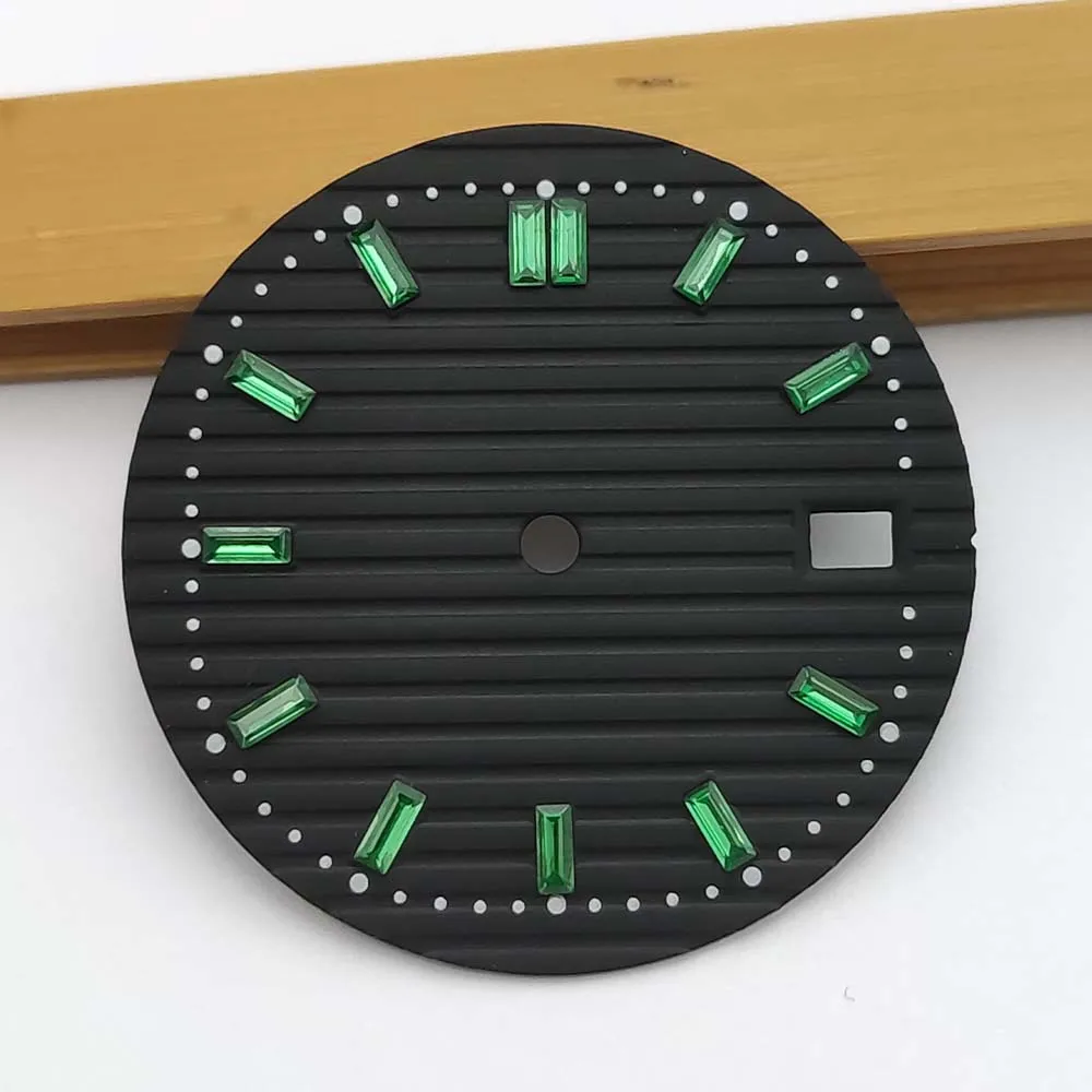 إكسسوارات ساعة الاتصال الهاتفي للرجال ، قرص معقم للحركة ، علامات ساعة ماسية ، NH35 ، من من من من من من من من من من ؟