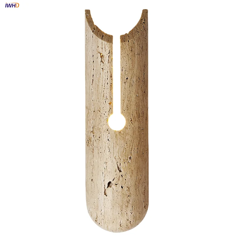 

IWHD Creative Stone LED Wall Lights Hallway Study Corridor Wabi-sabi Natural Yellow Travertine Hollowed-out Wall Lamp Luminaire