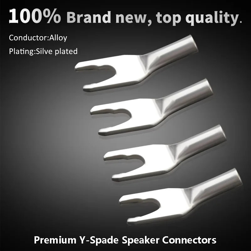 

Premium Y-Spade Speaker Connectors-Silver Plated Copper SY1511 Speaker Wire Plugs Terminals for DIY HiFi Audio Loudspeaker Cable