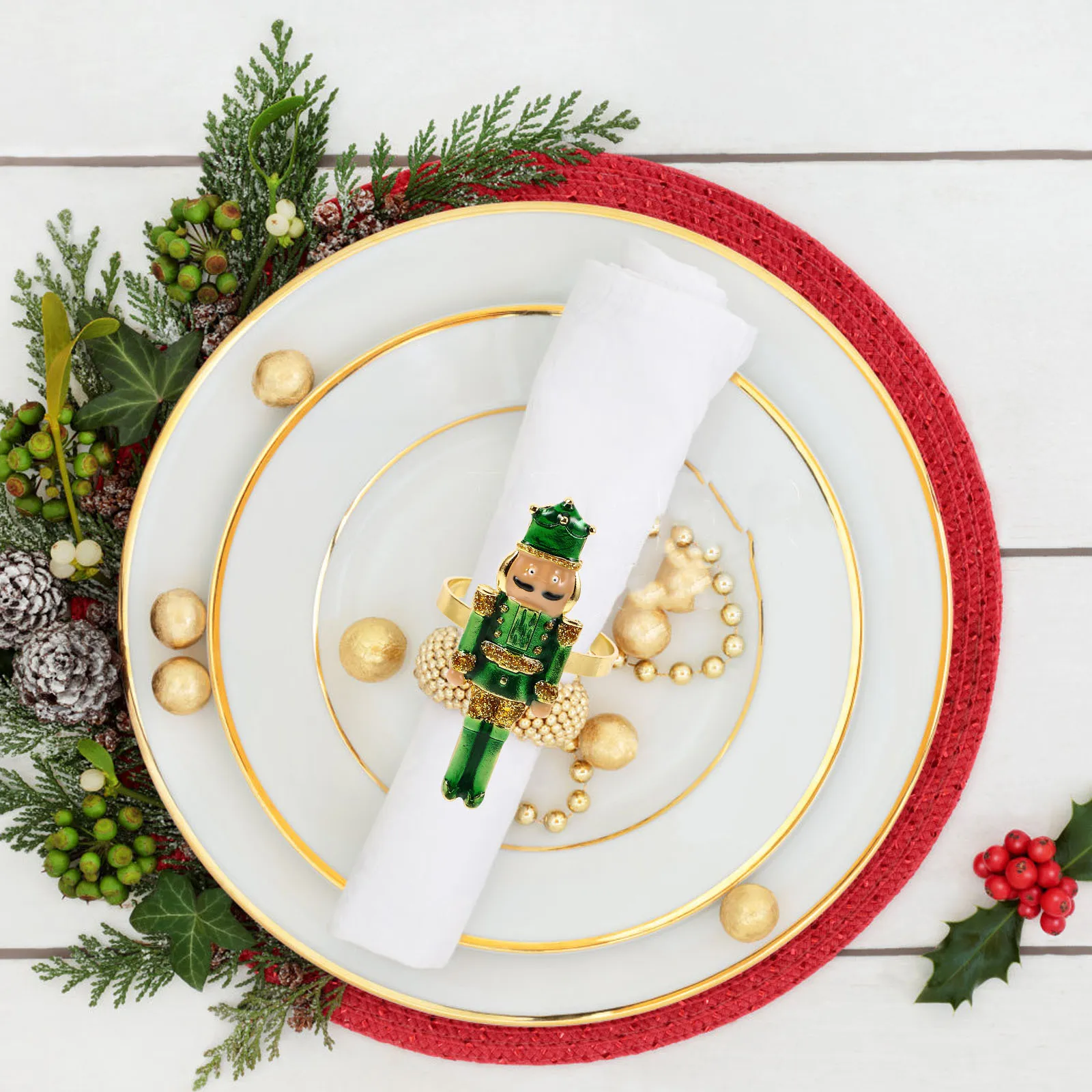 

4pcs Nutcracker Reusable Elegant Holders Stylish Buckles For Christmas Holiday Party Decor Rings For Christmas Holiday Napkin