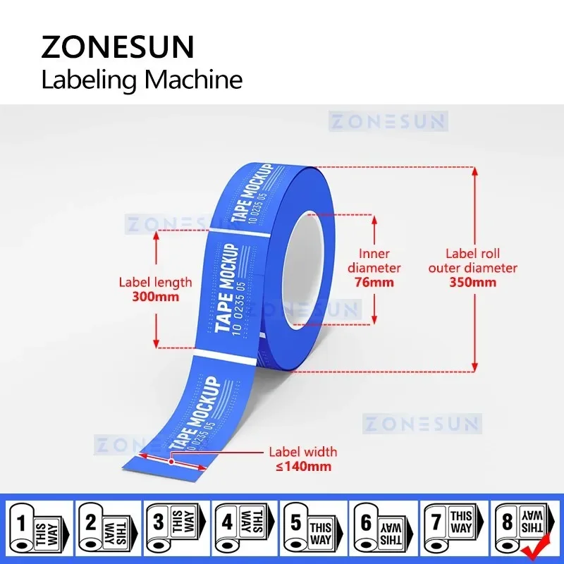 ZONESUN Wrap Around Labeler for Cylindrical Containers Bottle Jar Can Application Belt Tabletop Labeling Machine ZS-TB150