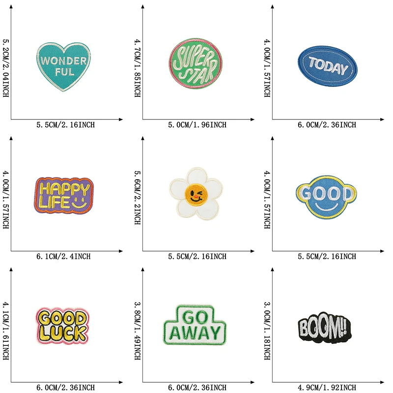22 Stück Buchstaben selbstklebende bestickte Eisen auf Patches zum Nähen von Kleidung süße Jacke Kinder DIY Lot Stoffe Aufkleber Pack Thermal – Detail 2