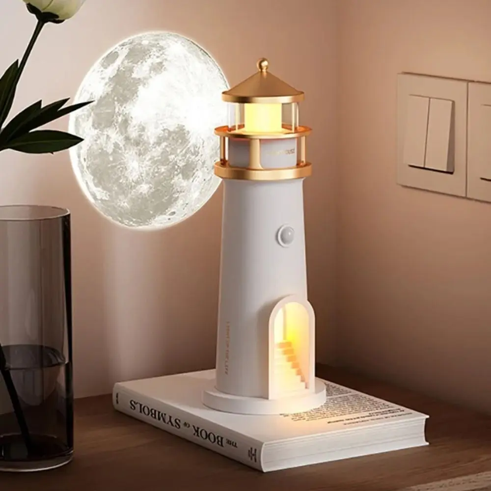 

New Bluetooth Music Lighthouse Ambient Lights ABS Motion Sensor Night Lights White Moon Projection Light Desktop Decor
