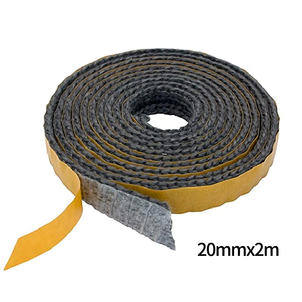 2M Black Flat Stove Rope Self Adhesive Glass Seal Stove Fire Rope Fireplace Door Sealing Cord Fiberglass Stove Accessories