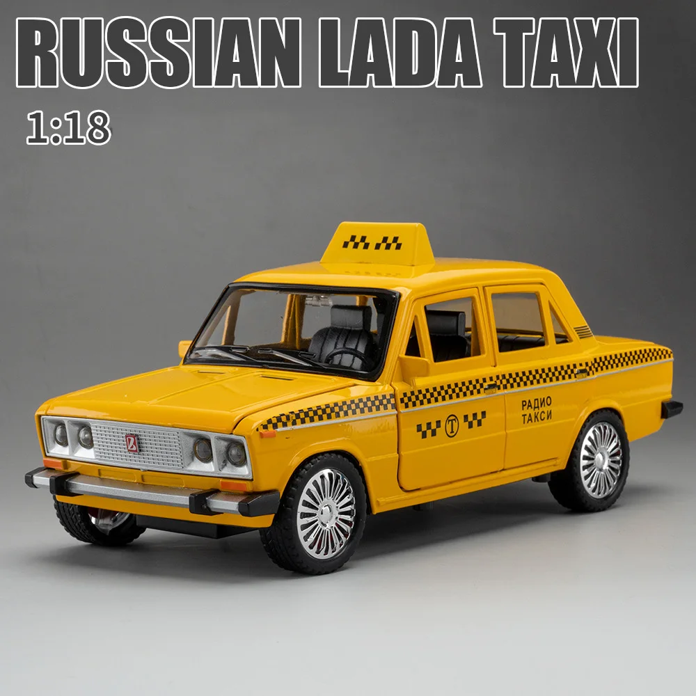 

Модели автомобилей-такси 1:18 Россия Lada Niva, литая игрушка из сплава, 6 дверей, открываемая модель автомобиля с подсветкой, модель такси со звуком, детский подарок на день рождения