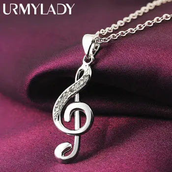 925 כסף סטרלינג קריסטל אלגנטי תווים מוזיקליים תליון שרשרת לנשים יוקרה אופנה חתונה אביזרי תכשיטי מתנות 6 best sales שרשרת מוזיקה - №6