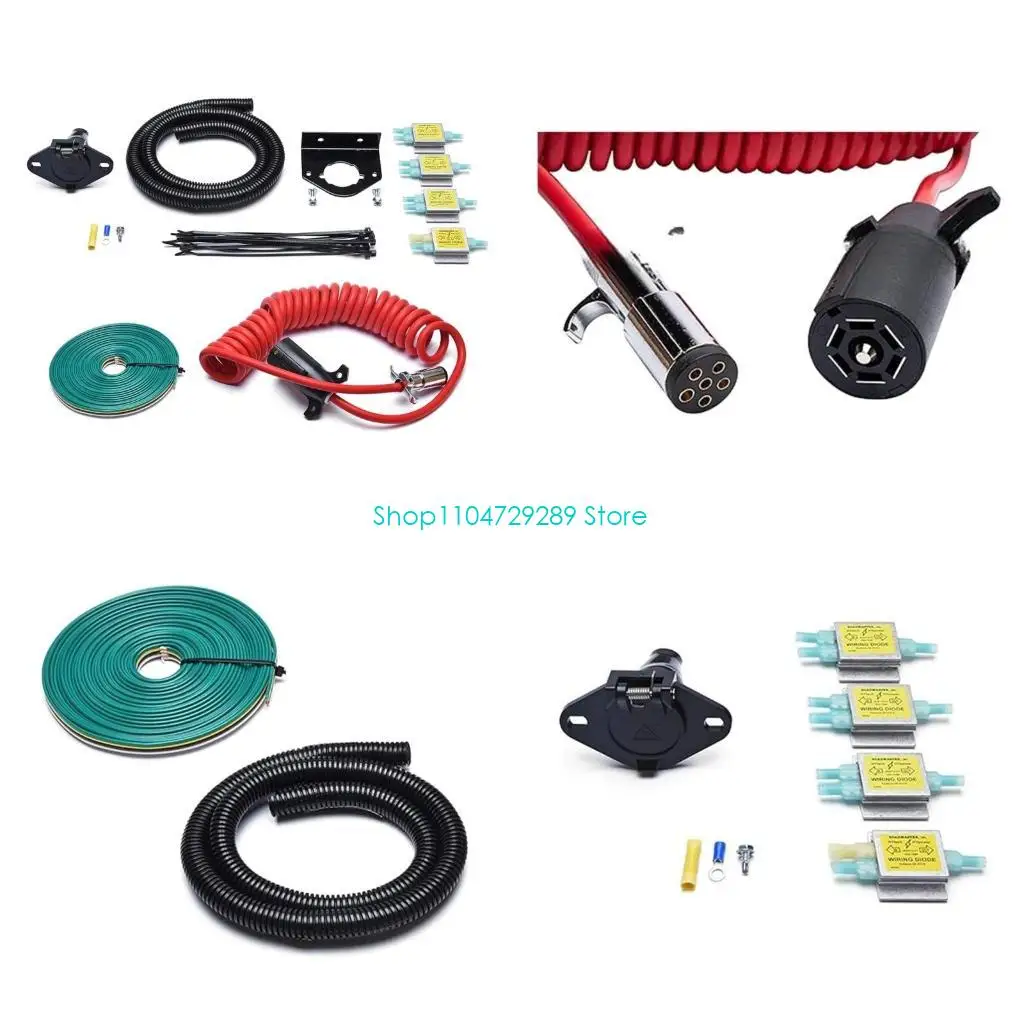 

D8KE 6 To 7 Way Power Cord Tractor Towed Vehicle Wiring Harness Electrical Socket