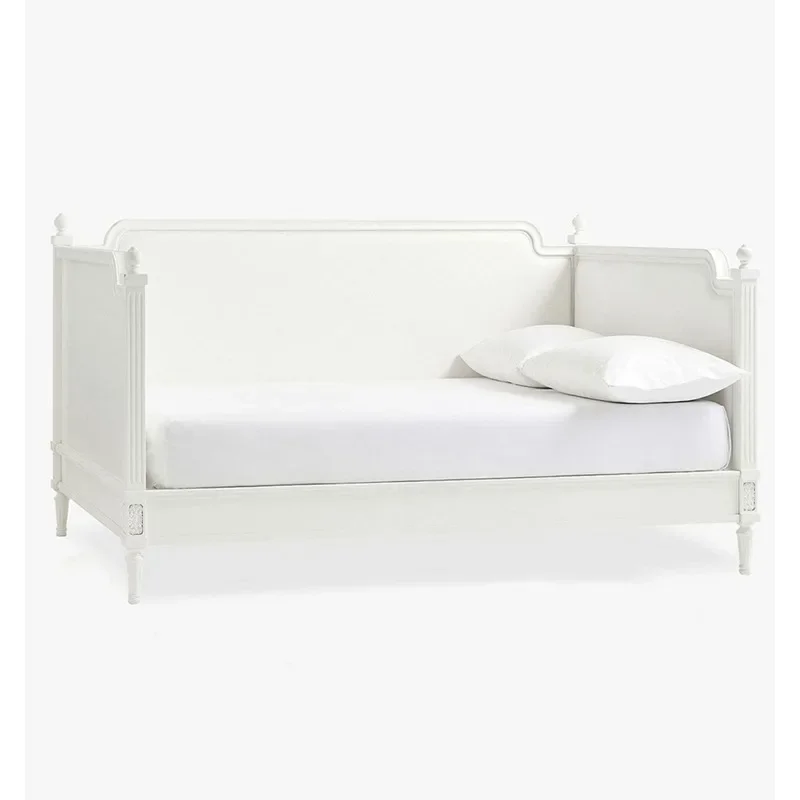 Solid wood cream white sofa small apartment household living room simple double three retro high-end carved sofa