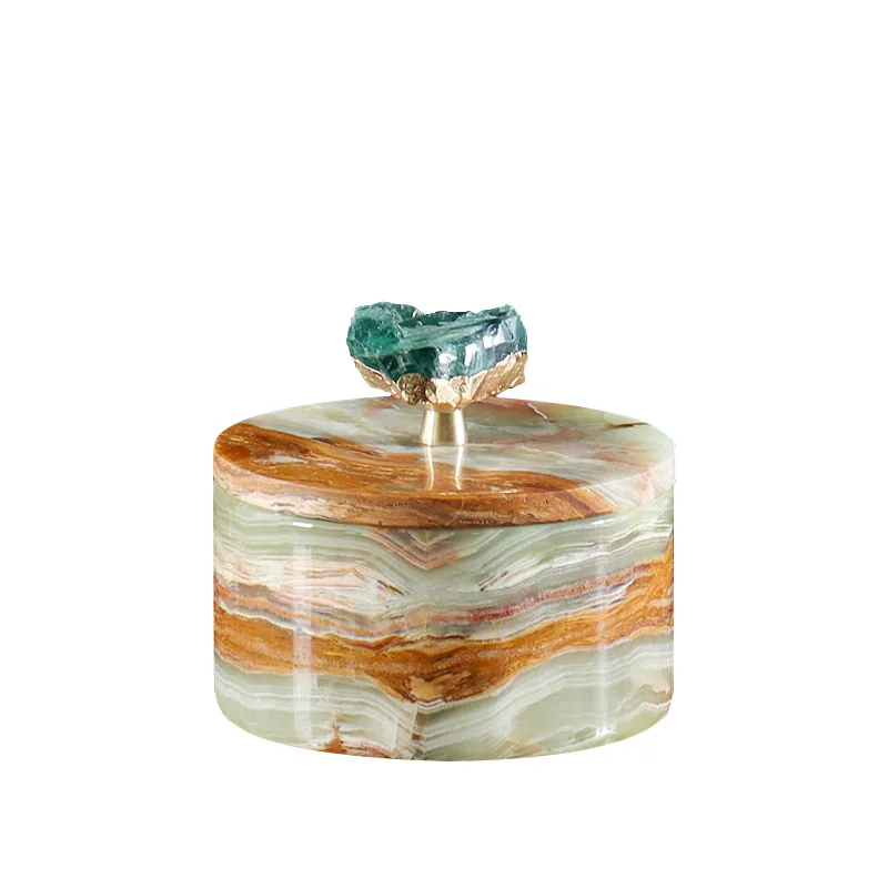 

Light luxury natural jade storage jar decorative ornament French home desktop bedroom dresser jewelry box