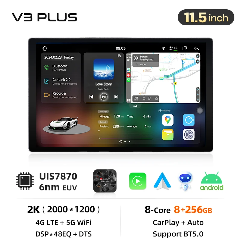 Junsun V3 Plus 2K Draadloze Carplay Android Auto Intelligente Systemen Voor Iveco Dagelijkse 2014 -2018 2019 2020 2021 Autoradio - afbeelding 1