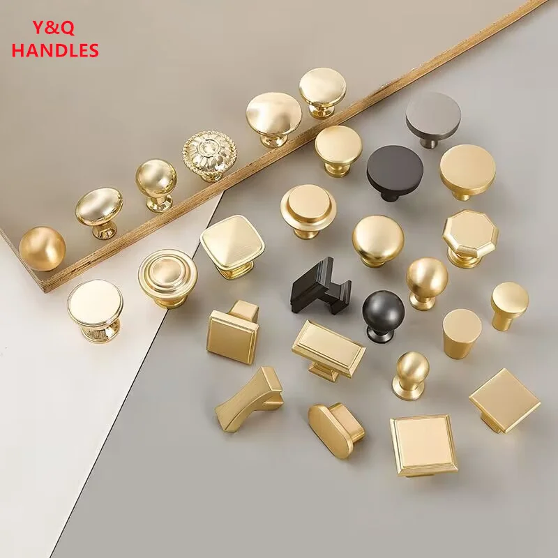 Handles Drawer Cabinet Furniture Kitchen Handles for Cabinet Knob Door Drawer Furniture Kitchen Golden Single hole Zinc alloy