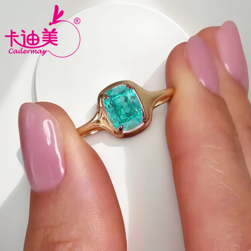 Long Cushion 7x9mm Paraiba Color Lab Grown Yttrium Aluminum Garnet YAG Silver S925 Rings Ring For Women Jewelry