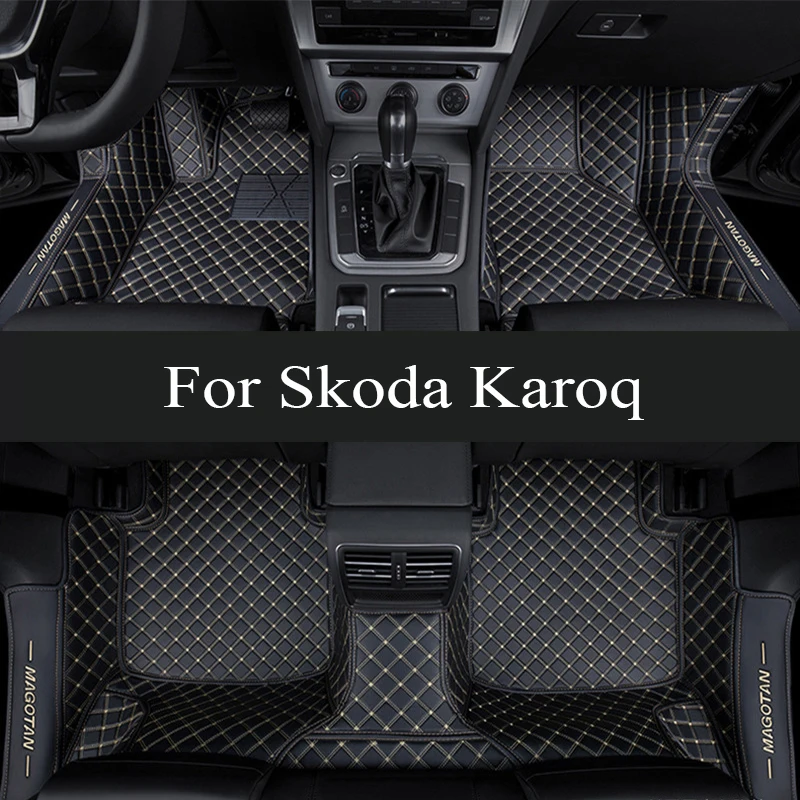 

Car Mats For Skoda Karoq NU7 2017~2022 Leather Floor Mat Auto Carpets Set Rugs Pad Interior Parts Car trunk mat 2018 2019 2020