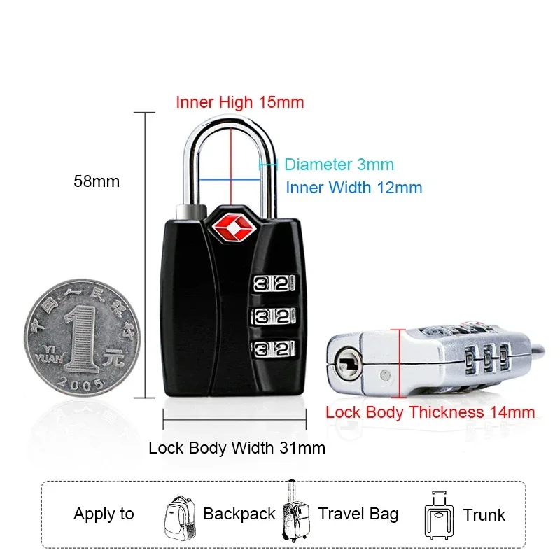 Ổ Khóa TSA Thông Minh Kết Hợp Móc Khóa Dành Cho Du Lịch Hành Lý Vali Chống Trộm Mã Khóa Móc Gài Phong Tục Khóa Mật Khẩu
