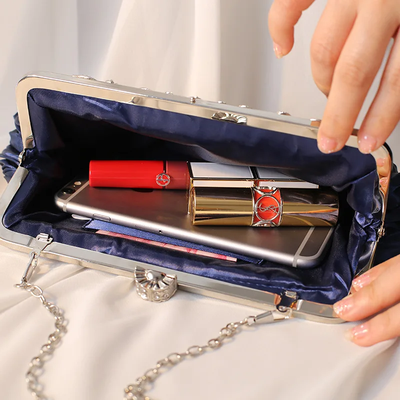 Fashion Silk Bridal Handbags 2023 Classic Vintage Ladies Clutches Wedding Party Evening Bag For Women Daily Handbag Shoulder Bag