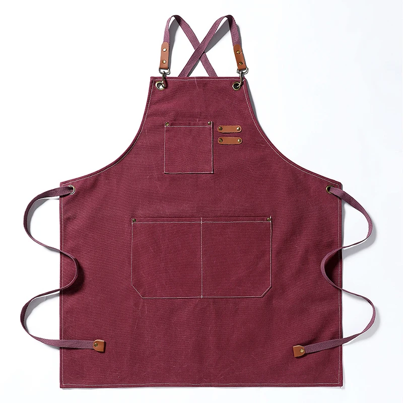 Canvas Apron Fashion Thickened Chef Apron Adjustable Hotel Restaurant Cooking Baking Woodworking Painting Work Apron