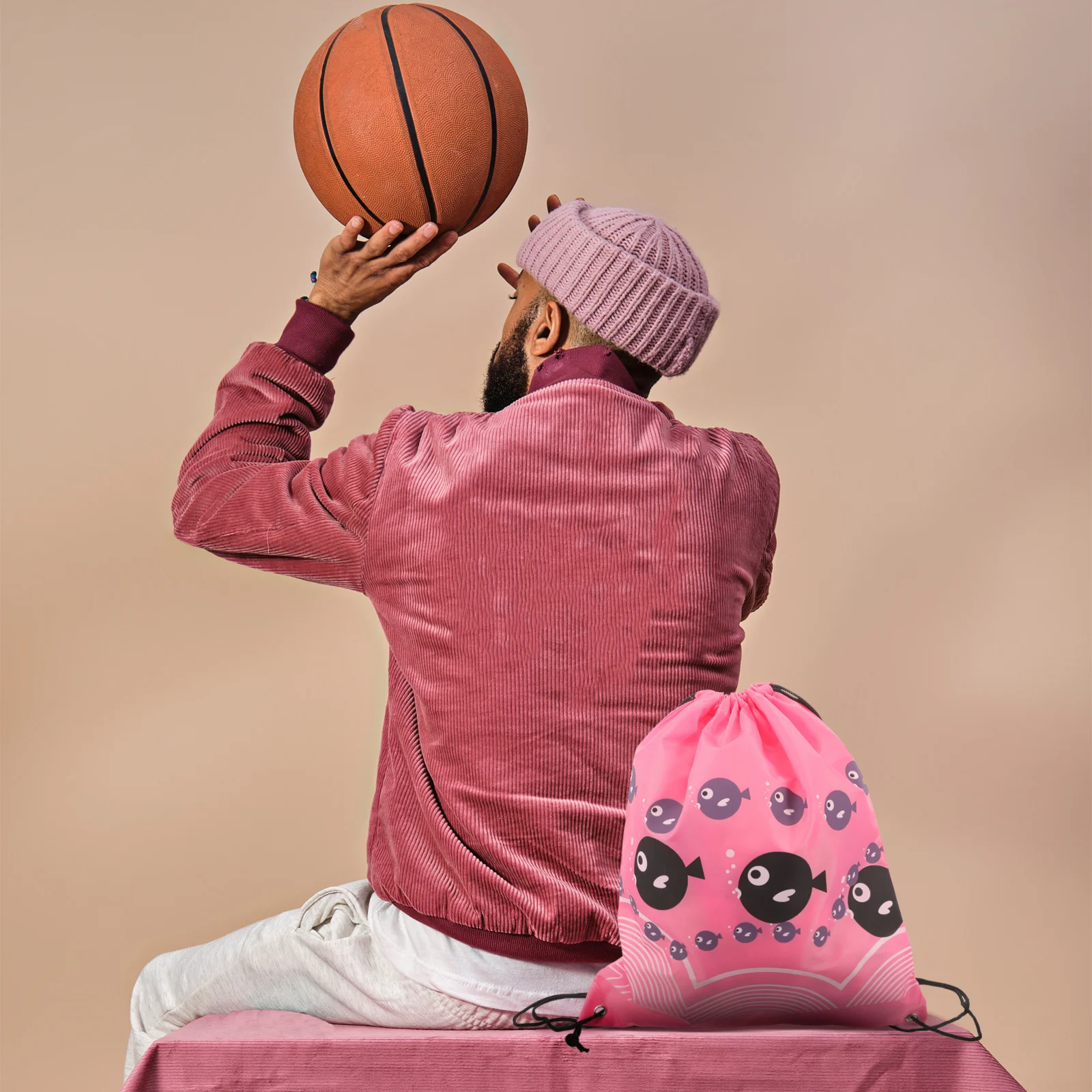 

2Pcs Adjustable Drawstring Backpacks with Zipper Large Storage for Gym Yoga Travel Business Trips Drawstring Gym Bag