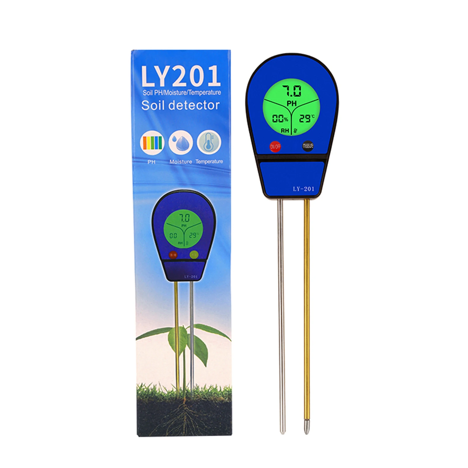 3 in 1 Soil pH Meter Moisture Temp pH Tester Humidity Sunlight Garden Flowers Moist Detector Soil Moisture Sensor Meter