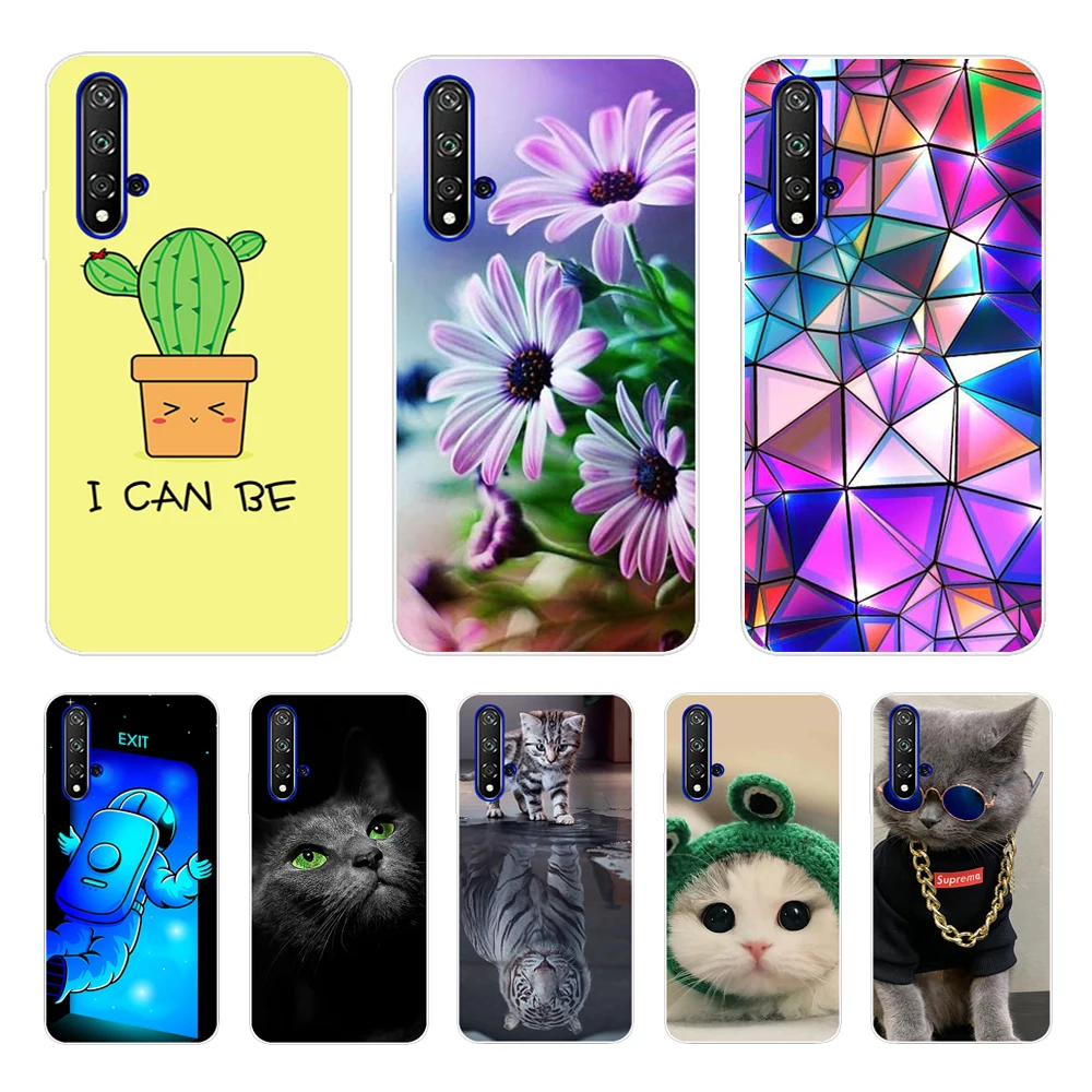 For Huawei Nova 5T Case 6.26'' Clear Flowers Cactus Soft TPU Phone Cases For Huawei Nova 5t Nova5t 5 t Silicone Back Cover Coque