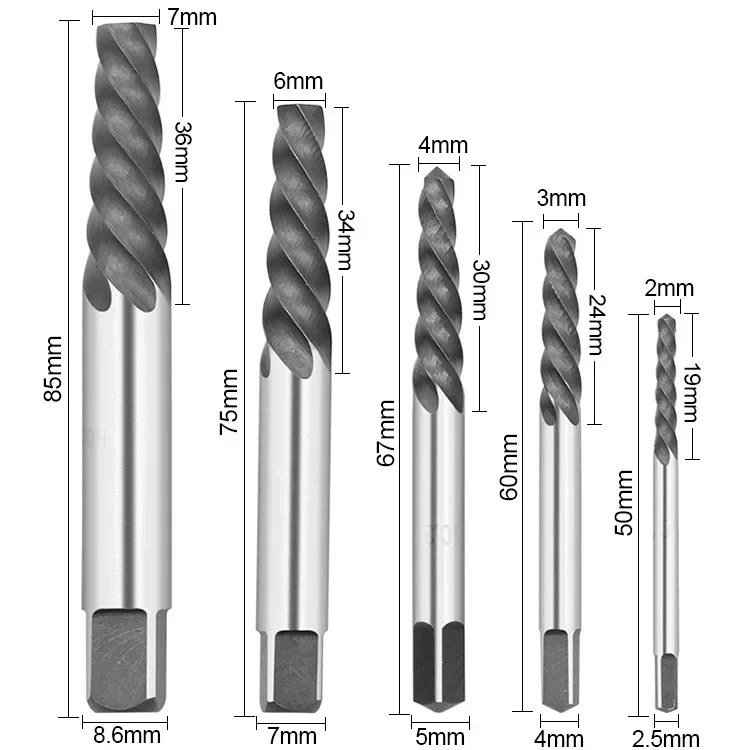 

Screw Head Extractors 5 Extractors+5 Drill Bit Combination Sets Damaged Screw Extractors Broken Bolt Remover Drill Guide Bit Set