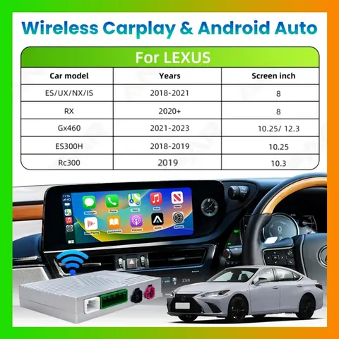 Wireless CarPlay Android Auto Retrofit Kit For LEXUS ES UX NX IS 2018-2021 RX 2020 Gx460 2021-2023 ES300H 2018-2019 Rc300 2009