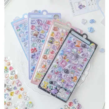 1 adet Kawaii çıkartmalar şeker tavşan 3D kabartma Sticker Scrapbooking Diy günlüğü kırtasiye Sticker dekor estetik Sticker