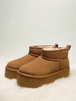 Women Furry Ankle Boots Genuine Leather 1.96-Inch Platform Winter Snow Boots Soft Suede Outdoor Street Commute Cozy Warm Fashion Boots Shoes 2