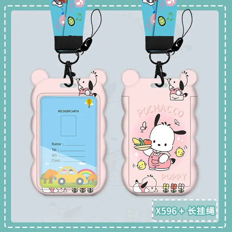 Hete Verkoop Cartoon Pochacco Kids Studentenbus Kaart Lange Nek Lanyard Abs Materiaal Hard Plastic Id-Kaarthouder Lanyard